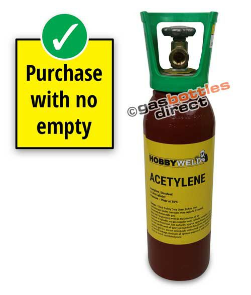 Hobbyweld Acetylene Original Gas New Full Cylinder